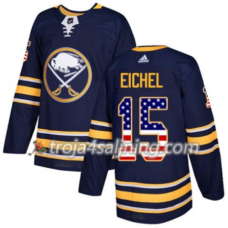 Buffalo Sabres tröja Jack Eichel 15 Adidas 2017-2018 Marinblå USA Flag Fashion Authentic - NHL Tröjor Herr